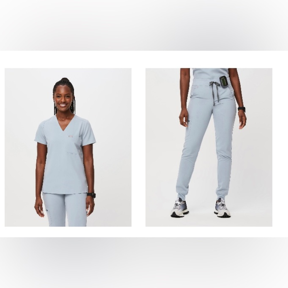 FIGS dusty blue scrub set